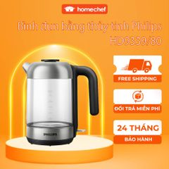Bình Đun Siêu Tốc Philips HD9339 Thủy Tinh 1.7L, Công Suất 2200W, Thiết Kế Sang Trọng, Bảo Hành 2 Năm, Phù Hợp Gia Đình và Văn Phòng