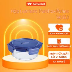 Hộp đựng thực phẩm thủy tinh Luminarc Purebox Putina 650ml - An toàn cho lò vi sóng, nướng và máy rửa bát, thiết kế thông minh