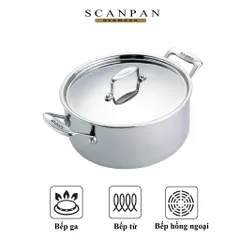 Nồi inox 5 lớp Scanpan Fusion 24cm - Nồi không dính, chịu nhiệt, dùng bếp từ, máy rửa bát, hàng chính hãng, thiết kế hiện đại