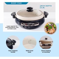 Nồi Lẩu Nướng Điện Đa Năng Zojirushi EP-PVQ30-BA - 2 Ngăn, Công Suất 1300W, Dung Tích 4.5L, Thiết Kế Hiện Đại, Bảo Hành 1 Năm
