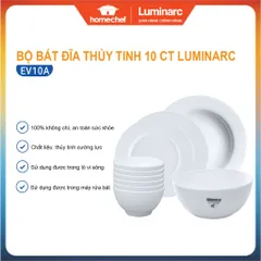 Bộ bát đĩa (tô, chén, dĩa) Luminarc thủy tinh Diwali 10 chi tiết, chịu sốc nhiệt tốt - EV10A