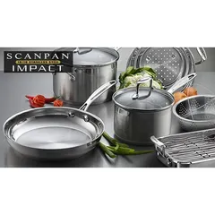 Nồi inox cao cấp 304 Scanpan Impact 18cm - Hàng chính hãng, phù hợp bếp từ, dễ vệ sinh, nắp kính cường lực, an toàn cho sức khỏe.