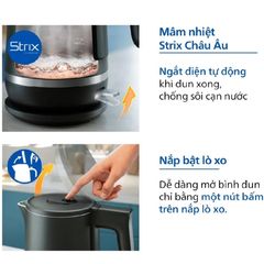 Bình đun nước siêu tốc Philips HD9395 1.7L - Công suất 2200W, An toàn, Thiết kế đẹp, Bảo hành 2 năm