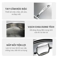 Nồi Inox Scanpan Fusion5 2L/16cm - Đúc Liền 5 Lớp, Dùng Bếp Từ, An Toàn Máy Rửa Bát, Chất Liệu Cao Cấp Chính Hãng