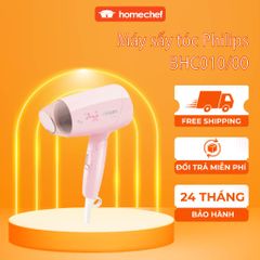 Máy Sấy Tóc Du Lịch Mini Philips BHC010/00 - Công Suất 1200W, Thiết Kế Nhỏ Gọn, Bảo Vệ Tóc Tối Ưu, Thời Trang Hồng Pastel
