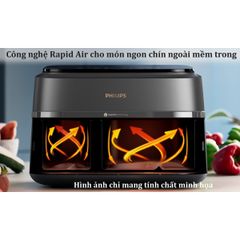 Nồi Chiên Không Dầu Philips NA352 9L - Công Nghệ Rapid Air, Hai Ngăn Độc Đáo, Bảo Hành 2 Năm, Tiết Kiệm Năng Lượng 70%