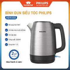 Bình Đun Nước Siêu Tốc Philips 1.7L HD9350/90 - Công Suất 2200W, Tự Động Ngắt, Bảo Hành 2 Năm, Tiết Kiệm Năng Lượng
