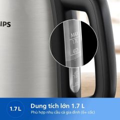 Bình Đun Nước Siêu Tốc Philips 1.7L HD9350/90 - Công Suất 2200W, Tự Động Ngắt, Bảo Hành 2 Năm, Tiết Kiệm Năng Lượng