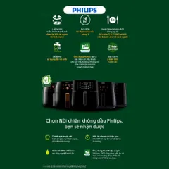 Nồi Chiên Không Dầu Philips HD9285 XXL 7.2L 2000W - Công Nghệ Rapid Air Tiết Kiệm Dầu - Dễ Sử Dụng và Vệ Sinh