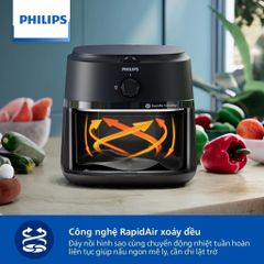 Nồi Chiên Không Dầu Philips NA130/00 - 6,2L, Công Nghệ Rapid Air, Tiết Kiệm Điện, Món Ăn Giòn Rụm, Bảo Hành 2 Năm