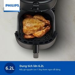 Nồi Chiên Không Dầu Philips NA130/00 - 6,2L, Công Nghệ Rapid Air, Tiết Kiệm Điện, Món Ăn Giòn Rụm, Bảo Hành 2 Năm