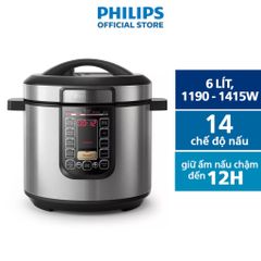Nồi áp suất điện tử Philips HD2237 6L 1300W - Thiết kế hiện đại, chế độ nấu đa dạng, giữ nhiệt 24h, bảo hành 2 năm