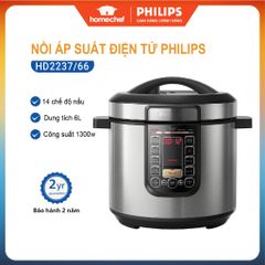 Nồi áp suất điện tử Philips HD2237 6L 1300W - Thiết kế hiện đại, chế độ nấu đa dạng, giữ nhiệt 24h, bảo hành 2 năm