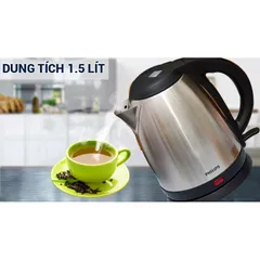 Bình đun nước siêu tốc Philips HD9306 1.5L 1800W - Inox cao cấp, bảo hành 2 năm, thiết kế tiện dụng cho gia đình và văn phòng