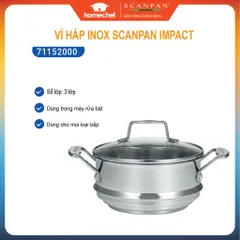 Xửng hấp inox 304 Scanpan Impact 1.3L - Vỉ hấp kèm nắp kính, sử dụng cho nồi 16/18/20cm, an toàn cho sức khỏe, hàng chính hãng