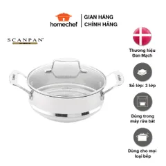 Xửng hấp inox 304 Scanpan Impact 1.3L - Vỉ hấp kèm nắp kính, sử dụng cho nồi 16/18/20cm, an toàn cho sức khỏe, hàng chính hãng