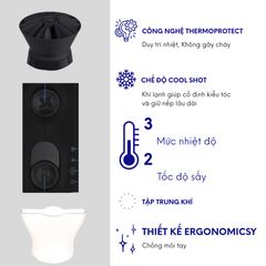 Máy Sấy Tóc Philips BHC015 - 1200W, Công Nghệ ThermoProtect, Thiết Kế Nhỏ Gọn, 3 Chế Độ Sấy, Dễ Dàng Mang Đi Du Lịch