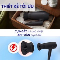 Máy Sấy Tóc Philips BHC015 - 1200W, Công Nghệ ThermoProtect, Thiết Kế Nhỏ Gọn, 3 Chế Độ Sấy, Dễ Dàng Mang Đi Du Lịch