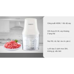 Máy Xay Thịt Philips HR1393 - Công Suất 450W, Dung Tích 0.7L, Hàng Chính Hãng, Bảo Hành 2 Năm, Tiện Dụng Cho Nội Trợ