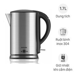 Bình Đun Nước Siêu Tốc Philips HD9316 1.7L - 1800W, Thép Không Gỉ, Bảo Hành 2 Năm, An Toàn và Tiết Kiệm Điện