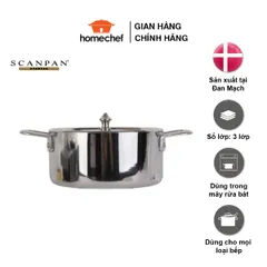 Nồi inox 3 lớp Scanpan Maitre'D 16cm - Đáy liền, dùng bếp từ, máy rửa bát, chất lượng châu Âu, hàng chính hãng