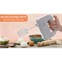 Máy Đánh Trứng Cầm Tay Philips HR3705 - 300W, 5 Tốc Độ, Dụng Cụ Làm Bánh, Bảo Hành 2 Năm, Tiện Lợi, Thép Không Gỉ