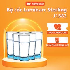 Bộ cốc thủy tinh Luminarc Sterling 300ml - 6 chiếc, an toàn, không bám mùi, thiết kế hiện đại, hoàn hảo cho bếp và biếu tặng.