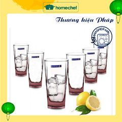 Bộ cốc uống nước thủy tinh Luminarc Sterling 6 chi tiết màu hồng 330ml - An toàn, bền màu, phong cách hiện đại cho không gian bếp