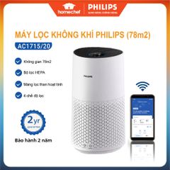 Máy Lọc Không Khí Philips AC1715 - Diện Tích 78m2, Kết Nối Wifi, Bộ Lọc HEPA 99.97%, Bảo Hành 2 Năm - Thiết Bị Gia Dụng Chính Hãng