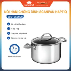 Nồi chống dính cao cấp Scanpan HaptiQ 3.5L - 20cm, chất lượng Đan Mạch, lớp chống dính STRATANIUM+ an toàn cho bếp từ, bảo hành 3 năm
