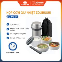 Hộp Cơm Giữ Nhiệt Zojirushi 4 Ngăn SL-JAF14-SA - 1.27L, Thép Không Gỉ, Tiện Lợi Giữ Nóng Lạnh, Bảo Hành 12 Tháng