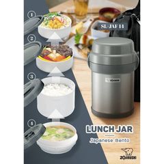 Hộp Cơm Giữ Nhiệt Zojirushi 4 Ngăn SL-JAF14-SA - 1.27L, Thép Không Gỉ, Tiện Lợi Giữ Nóng Lạnh, Bảo Hành 12 Tháng