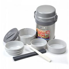 Hộp Cơm Giữ Nhiệt Zojirushi 4 Ngăn SL-JAF14-SA - 1.27L, Thép Không Gỉ, Tiện Lợi Giữ Nóng Lạnh, Bảo Hành 12 Tháng