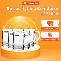 Bộ 6 cốc bia Luminarc Benidorm 450ml có quai - Thủy tinh cường lực dày dặn, chống bám bẩn, an toàn cho sức khỏe