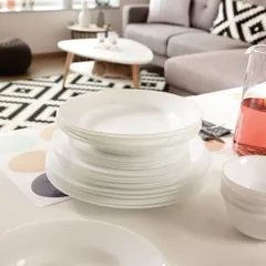 Bộ đĩa thủy tinh Luminarc Everyday 12 chi tiết EV12Q - An toàn với lò vi sóng và máy rửa bát, Thiết kế hiện đại cho không gian bếp