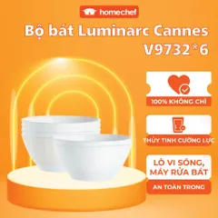 Bộ 6 bát tô thủy tinh Luminarc Cannes 18cm V9732*6, dùng lò vi sóng, máy rửa bát