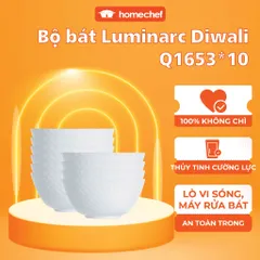 Bộ 10 Bát Cơm Thủy Tinh Luminarc Diwali Precious 12cm An Toàn Lò Vi Sóng, Máy Rửa Bát, Thiết Kế Hiện Đại, Chống Xước Tối Ưu