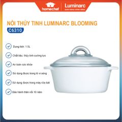 Nồi Thủy Tinh Luminarc Blooming C6310, Dung Tích 1.5L, Bền Chắc, Dùng Bếp Ga & Hồng Ngoại, Sản Xuất Tại Pháp