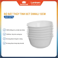 Bộ 6 Bát Ăn Cơm Thủy Tinh Luminarc Carine 12cm H4122*6 - Hàng Chính Hãng, Đẹp, Bền, An Toàn Sức Khỏe