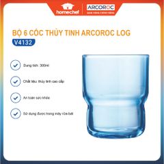 Bộ 6 Cốc Thủy Tinh Thấp Arcoroc Log T Xanh Dương 300ml, An Toàn Cho Máy Rửa Bát - Dụng Cụ Bếp Hiện Đại Hàng Chính Hãng