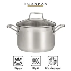 Nồi Inox 20cm Nắp Kính Scanpan Impact 304 - Thiết kế Sang Trọng, Dùng Bếp Từ, An Toàn Máy Rửa Bát, Chất Lượng Cao Cấp