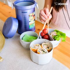 Hộp cơm giữ nhiệt 3 ngăn Zojirushi SL-NC09-AA 0.84L - Thép không gỉ, an toàn, tiện lợi cho văn phòng và dã ngoại, bảo hành 1 năm