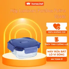 Hộp đựng thực phẩm thủy tinh Luminarc Purebox Putina 520ml - Hình vuông, an toàn cho lò vi sóng và máy rửa bát