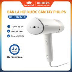 Máy ủi hơi nước cầm tay Philips STH3020 1000W - Bàn ủi mini gọn nhẹ, khử khuẩn, thuận tiện cho du lịch và sử dụng hàng ngày