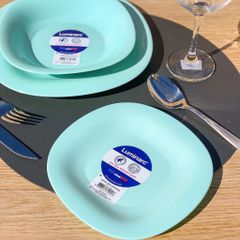 Đĩa thủy tinh sâu lòng Luminarc Carine 21cm màu xanh ngọc, an toàn cho lò vi sóng, thiết kế hiện đại, sản xuất tại Pháp - Hàng chính hãng P4251
