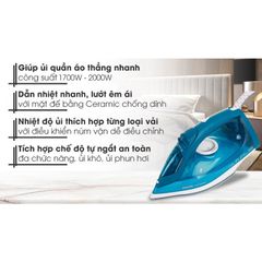 Bàn là hơi nước cầm tay Philips GC1756 - Công suất 2000W, phun hơi tự động, nhỏ gọn, bảo hành 2 năm, ủi dễ dàng mọi loại vải