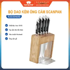 Bộ dao gỗ Sồi Scanpan Classic 6 chi tiết - Thép không gỉ cao cấp, dao thái, dao khắc, dao bánh mì, thiết kế Đan Mạch chính hãng