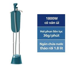 Bàn ủi hơi nước đứng Philips STE1040/20 1800W - Bàn là đa năng, chế độ phun hơi an toàn cho mọi loại vải, tiệt trùng 99,9% vi khuẩn