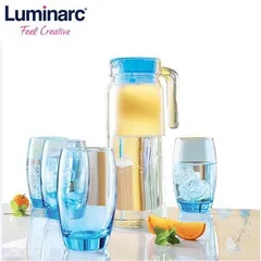 Bộ bình cốc Luminarc Ice Blue 5 chi tiết - J1799, màu sắc trẻ trung, chống xước tối ưu