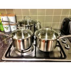 Bộ Nồi Inox 304 Cao Cấp Scanpan Impact 16/18/20cm - Chịu Nhiệt Tốt, Dùng Bếp Từ, An Toàn Máy Rửa Bát - Hàng Chính Hãng Đan Mạch